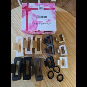 New 12 Pack Square Hair Claw Clips, Non-Slip Matte Clips for Thick & Thin Hair